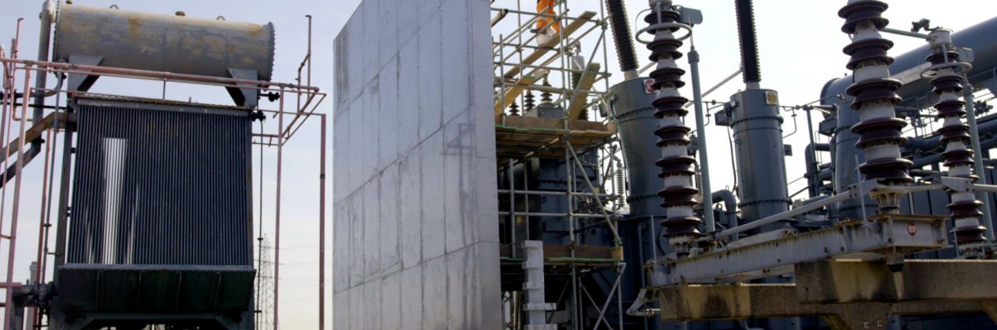 9m high transformer barrier protects SSE Fiddlers Ferry